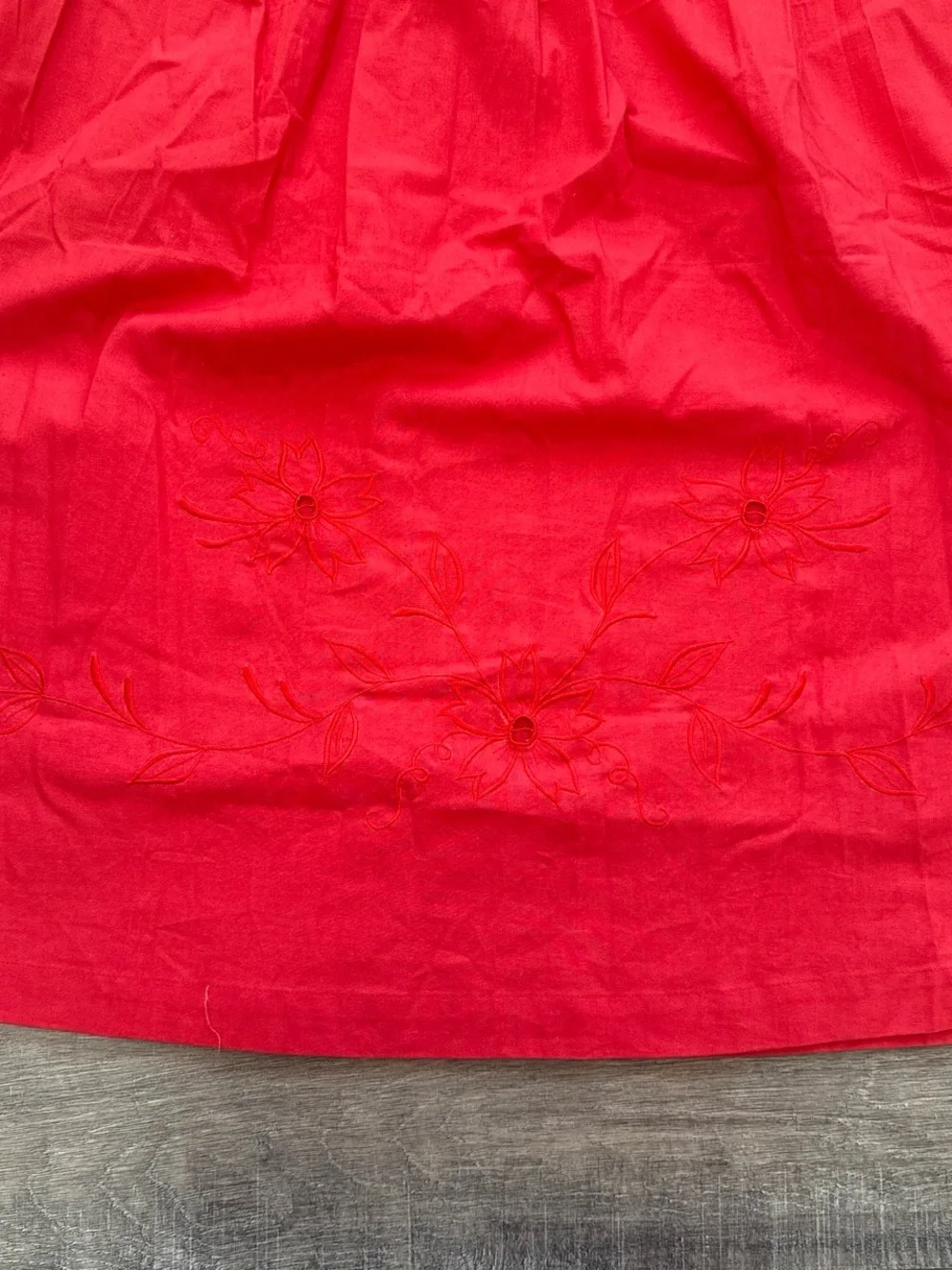 Vintage 70s 80s Splendid Red Cotton Embroidered 2 Piece Matching Skirt Set M